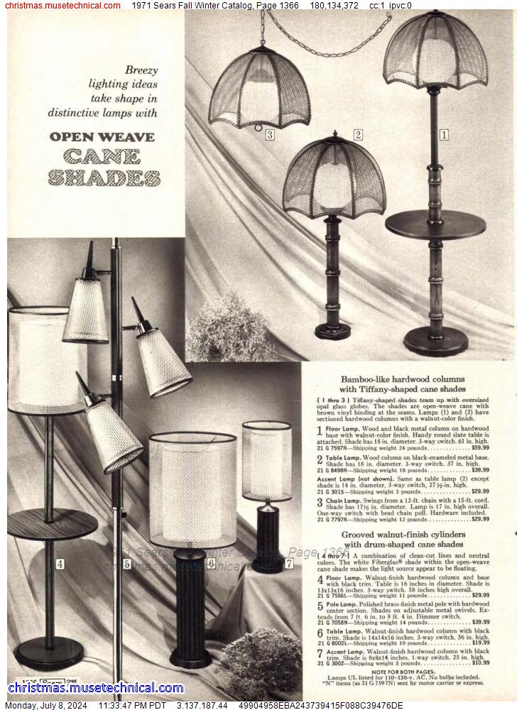 1971 Sears Fall Winter Catalog, Page 1366