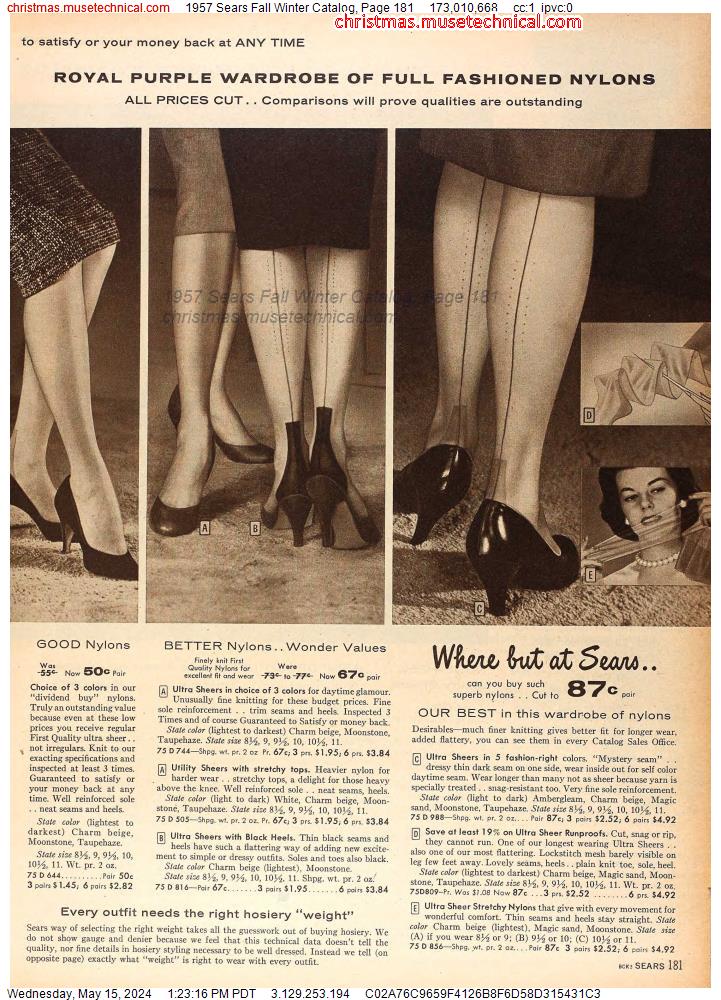 1957 Sears Fall Winter Catalog, Page 181