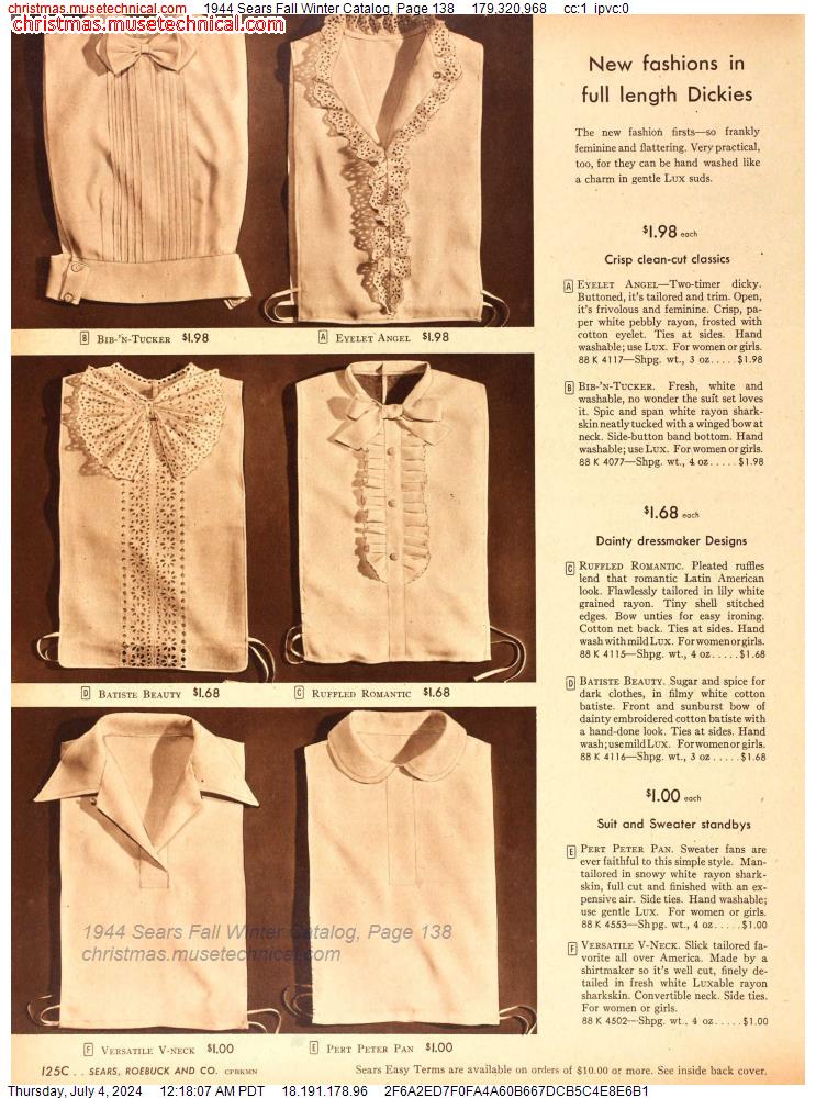 1944 Sears Fall Winter Catalog, Page 138