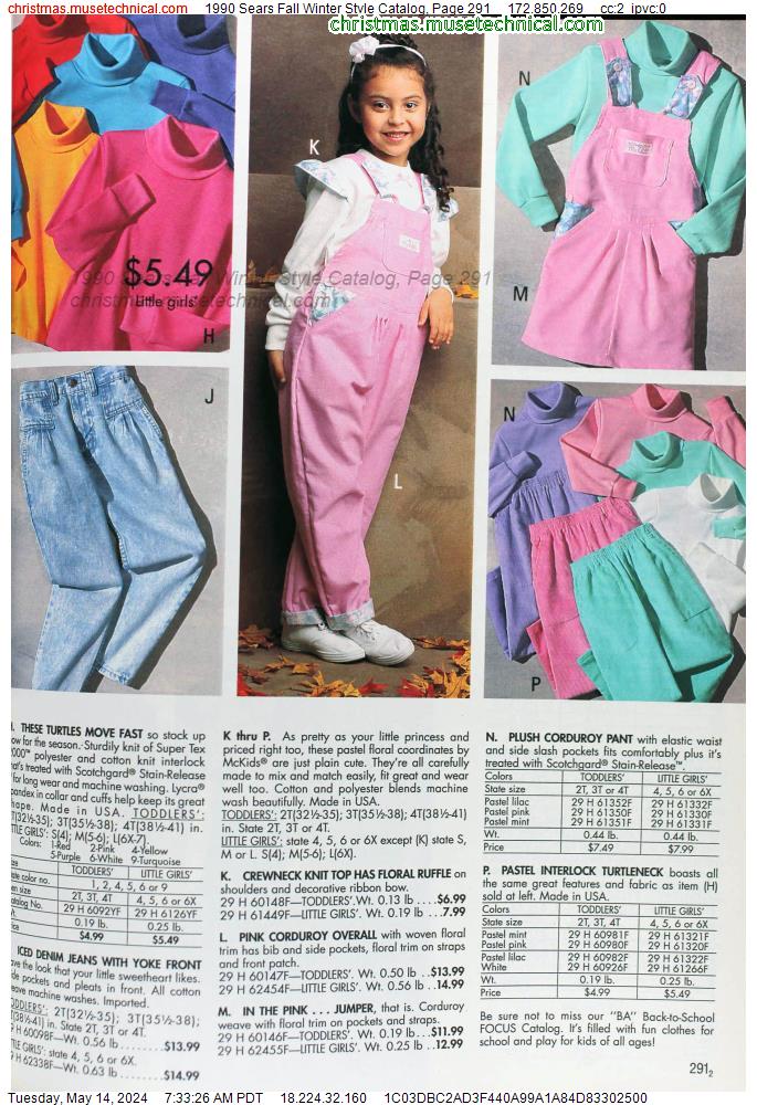 1990 Sears Fall Winter Style Catalog, Page 291
