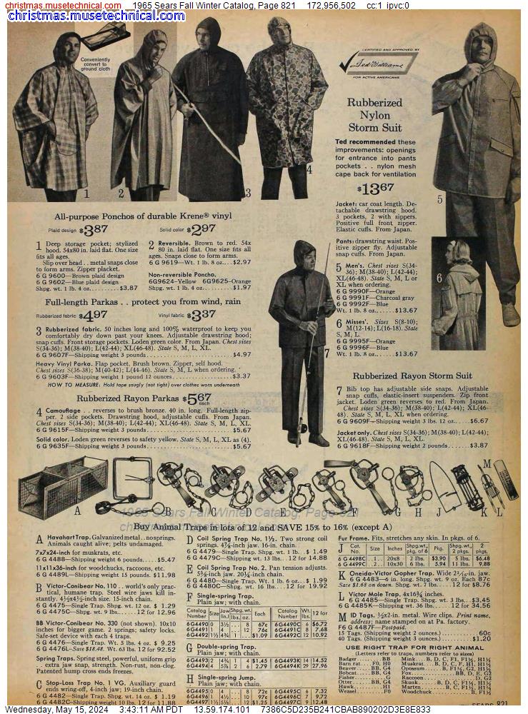 1965 Sears Fall Winter Catalog, Page 821