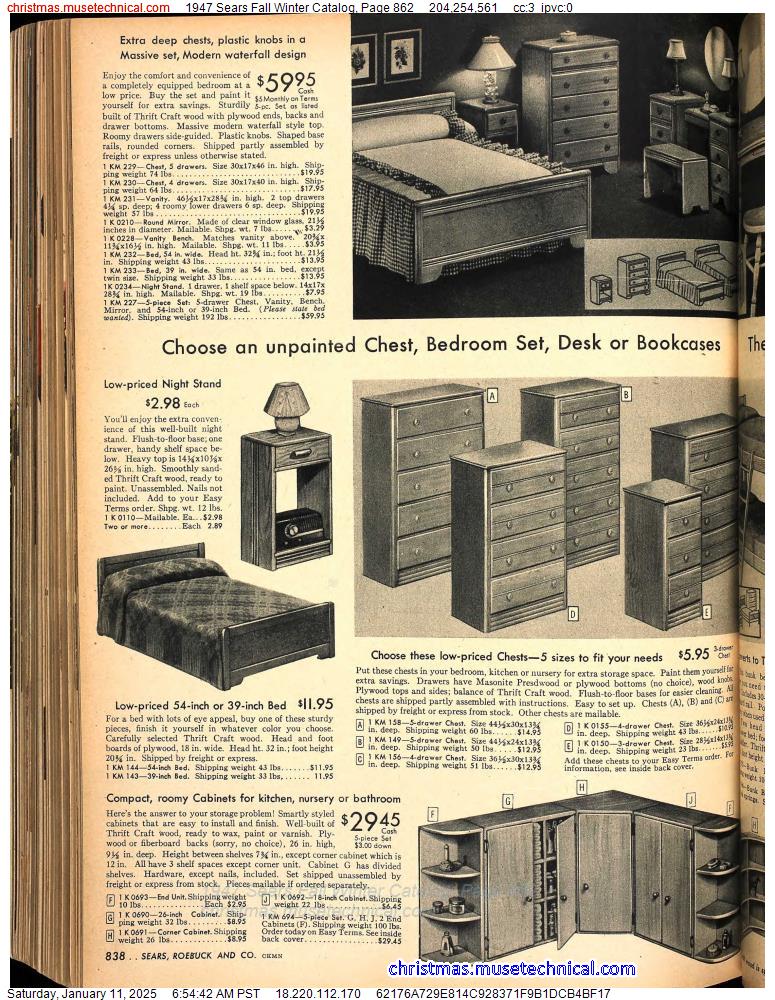 1947 Sears Fall Winter Catalog, Page 862