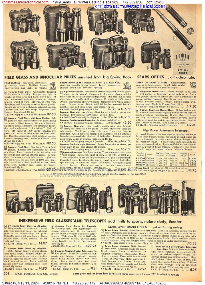 1949 Sears Fall Winter Catalog, Page 909