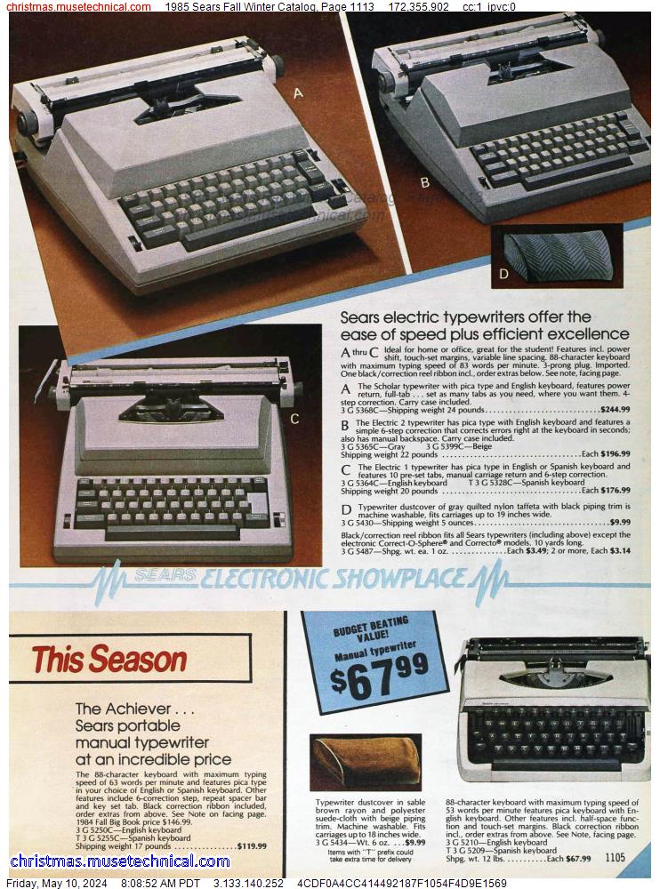 1985 Sears Fall Winter Catalog, Page 1113