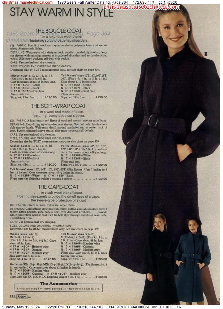 1980 Sears Fall Winter Catalog, Page 364