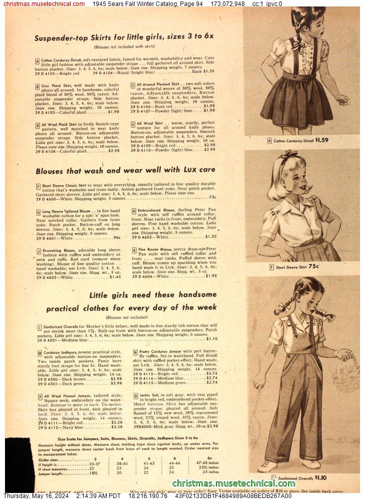 1945 Sears Fall Winter Catalog, Page 94