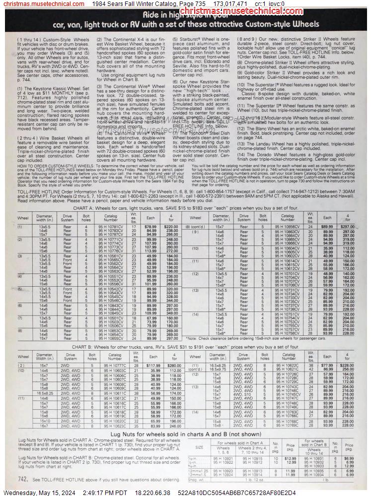 1984 Sears Fall Winter Catalog, Page 735