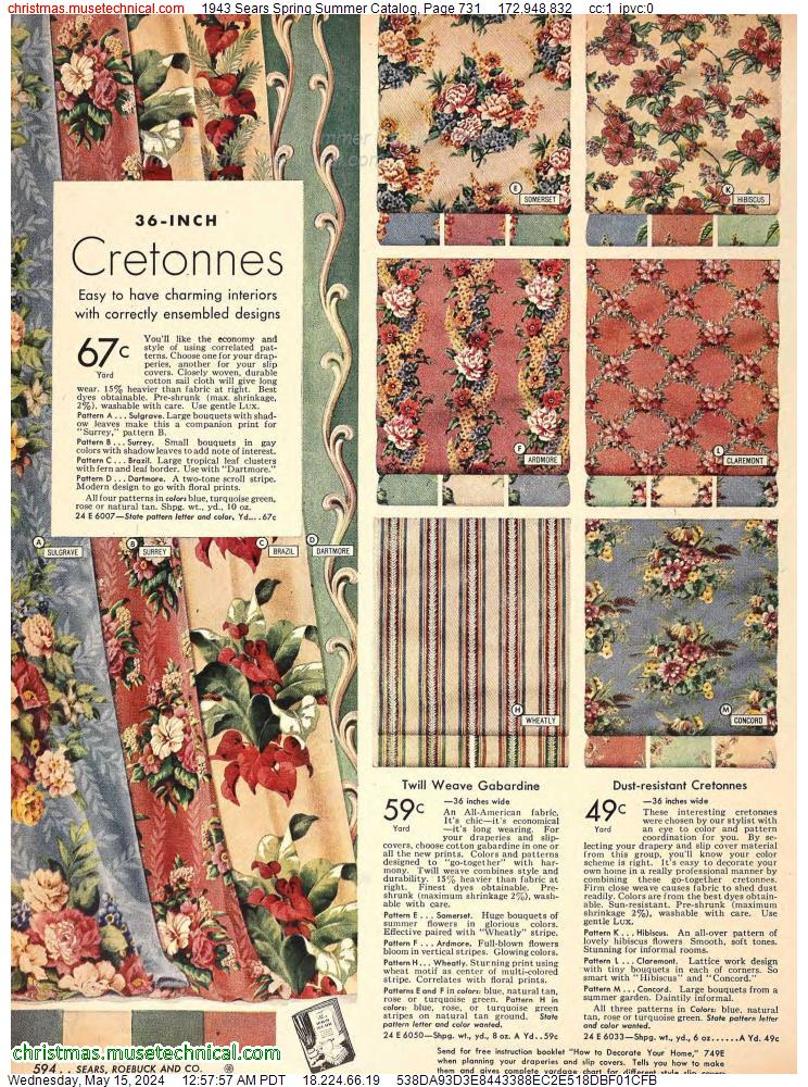1943 Sears Spring Summer Catalog, Page 731