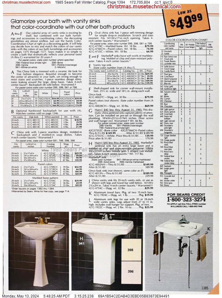 1985 Sears Fall Winter Catalog, Page 1394