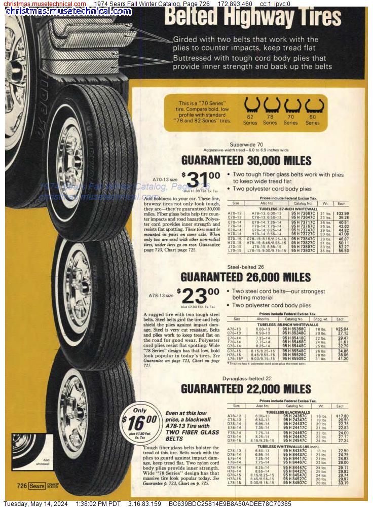 1974 Sears Fall Winter Catalog, Page 726