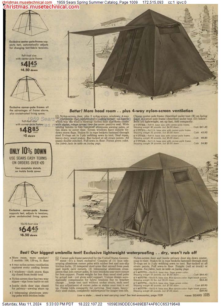 1959 Sears Spring Summer Catalog, Page 1009