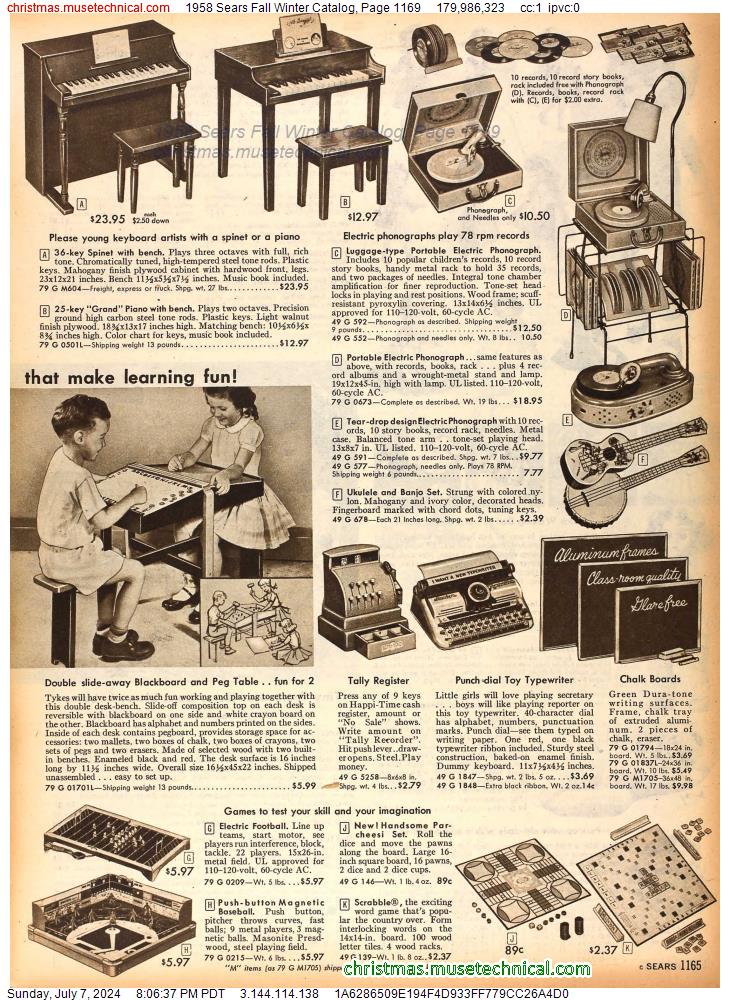 1958 Sears Fall Winter Catalog, Page 1169