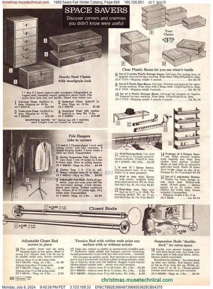 1969 Sears Fall Winter Catalog, Page 890