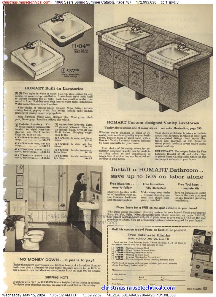 1960 Sears Spring Summer Catalog, Page 787