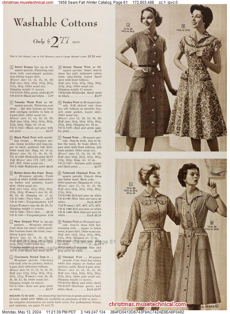 1958 Sears Fall Winter Catalog, Page 61