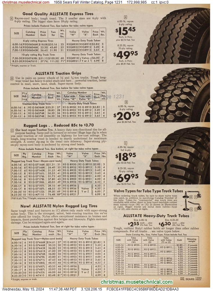 1958 Sears Fall Winter Catalog, Page 1231