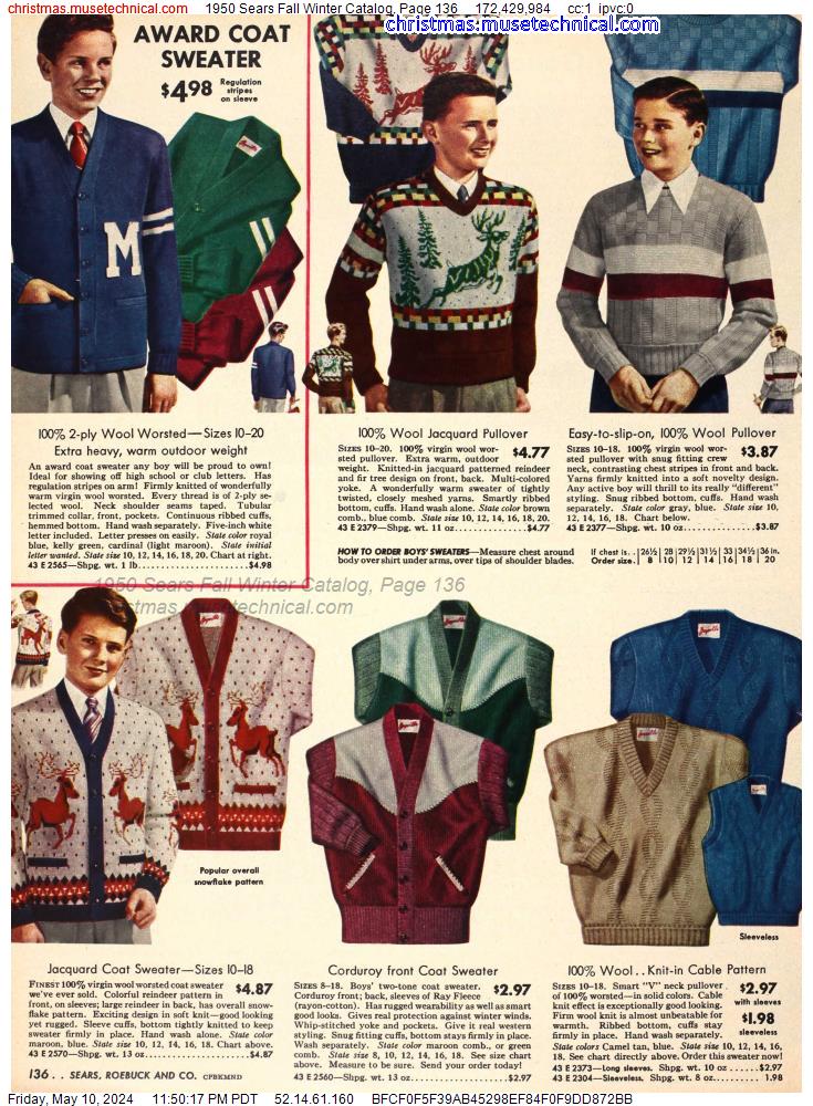 1950 Sears Fall Winter Catalog, Page 136