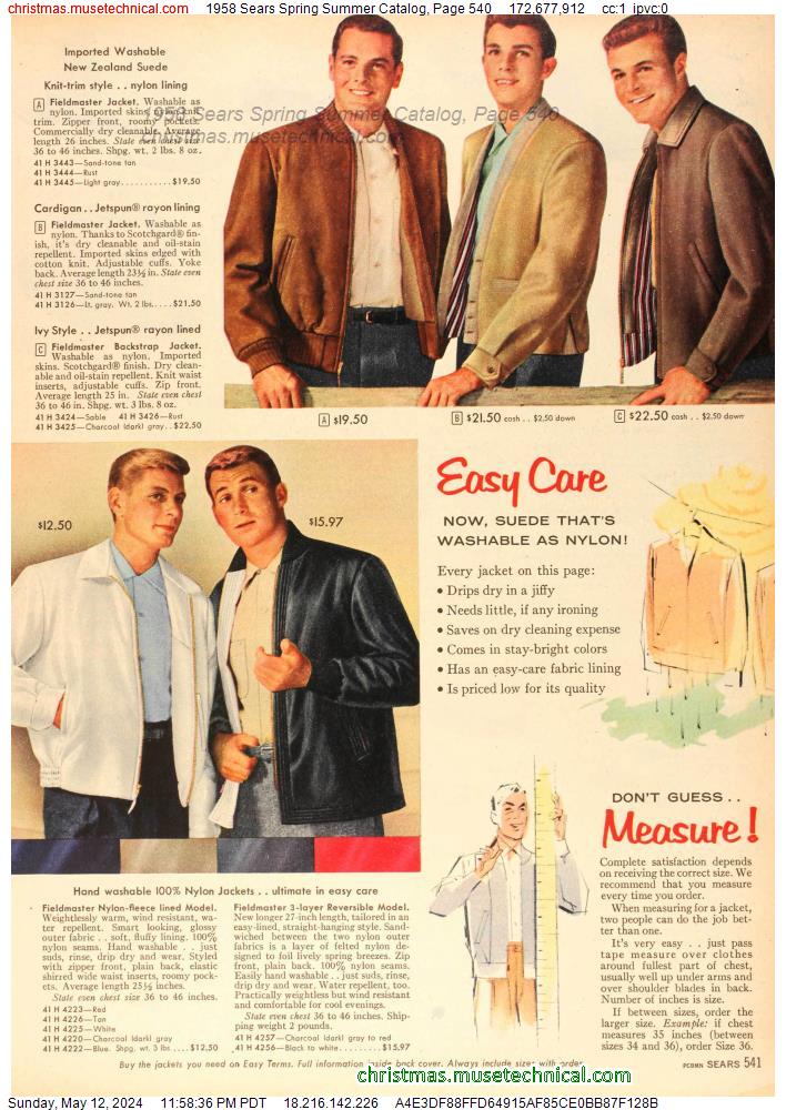 1958 Sears Spring Summer Catalog, Page 540