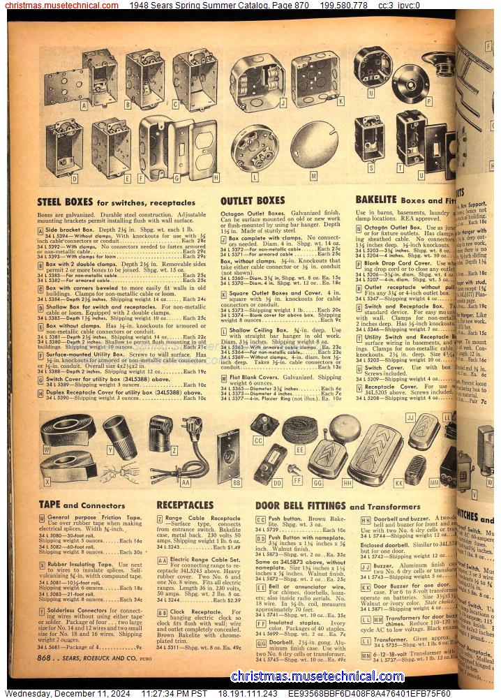 1948 Sears Spring Summer Catalog, Page 870