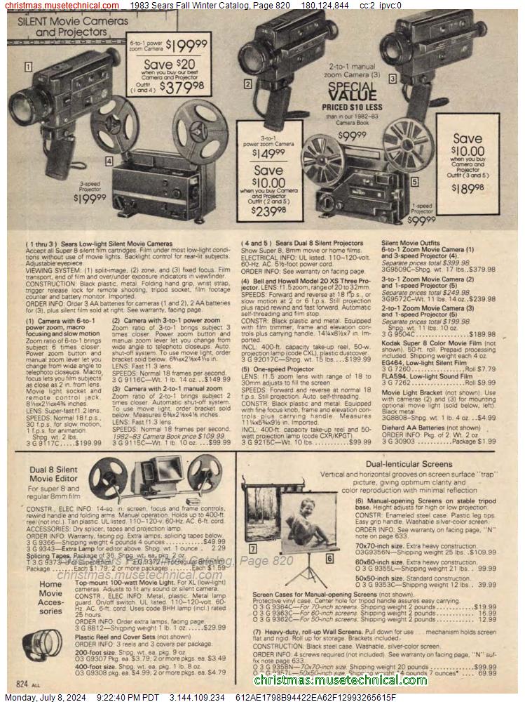 1983 Sears Fall Winter Catalog, Page 820