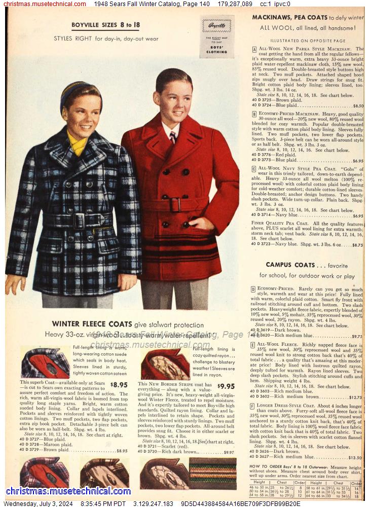 1948 Sears Fall Winter Catalog, Page 140