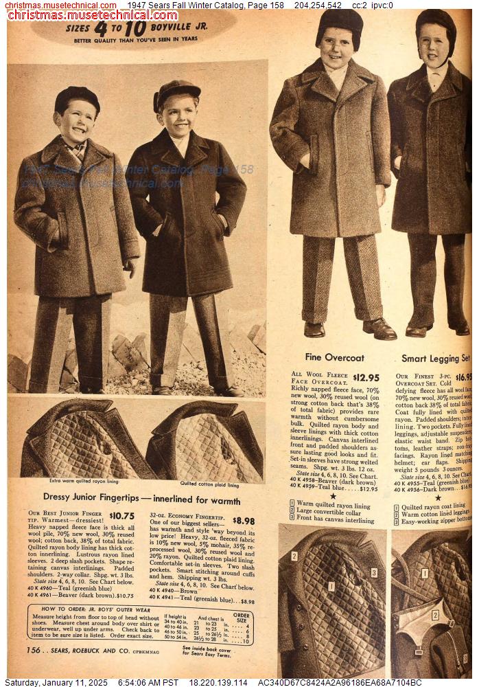 1947 Sears Fall Winter Catalog, Page 158