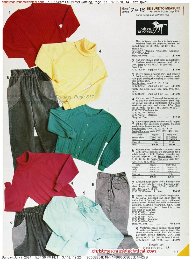 1985 Sears Fall Winter Catalog, Page 317