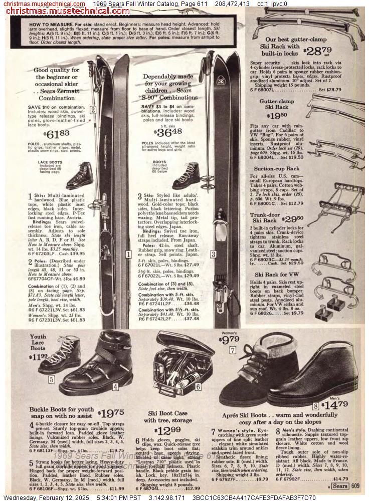 1969 Sears Fall Winter Catalog, Page 611