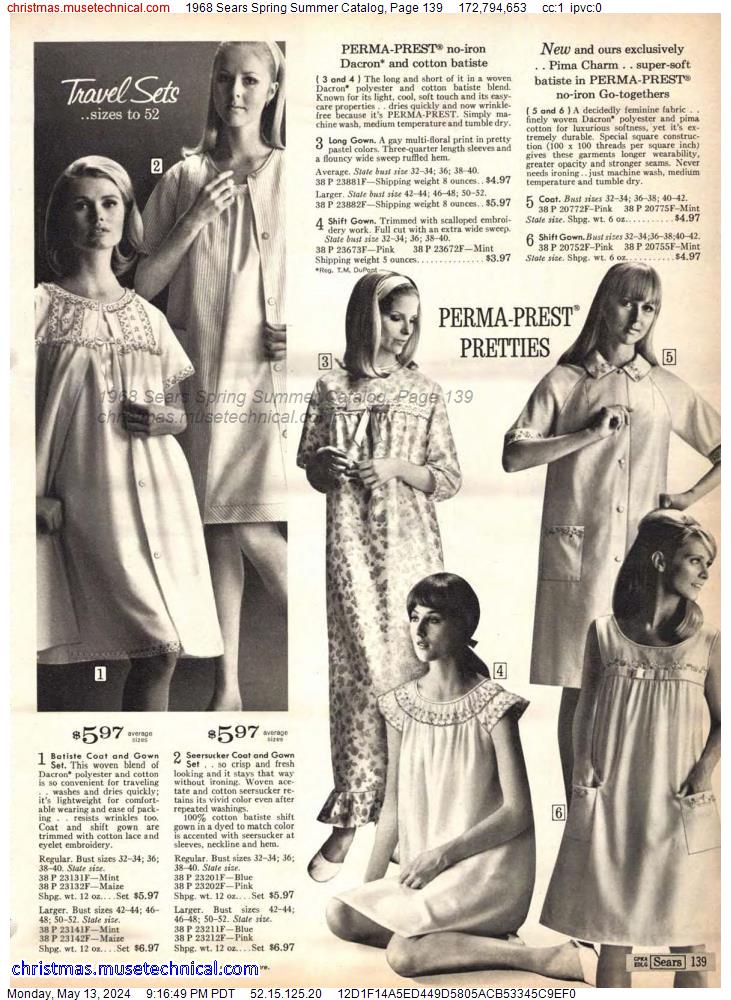 1968 Sears Spring Summer Catalog, Page 139