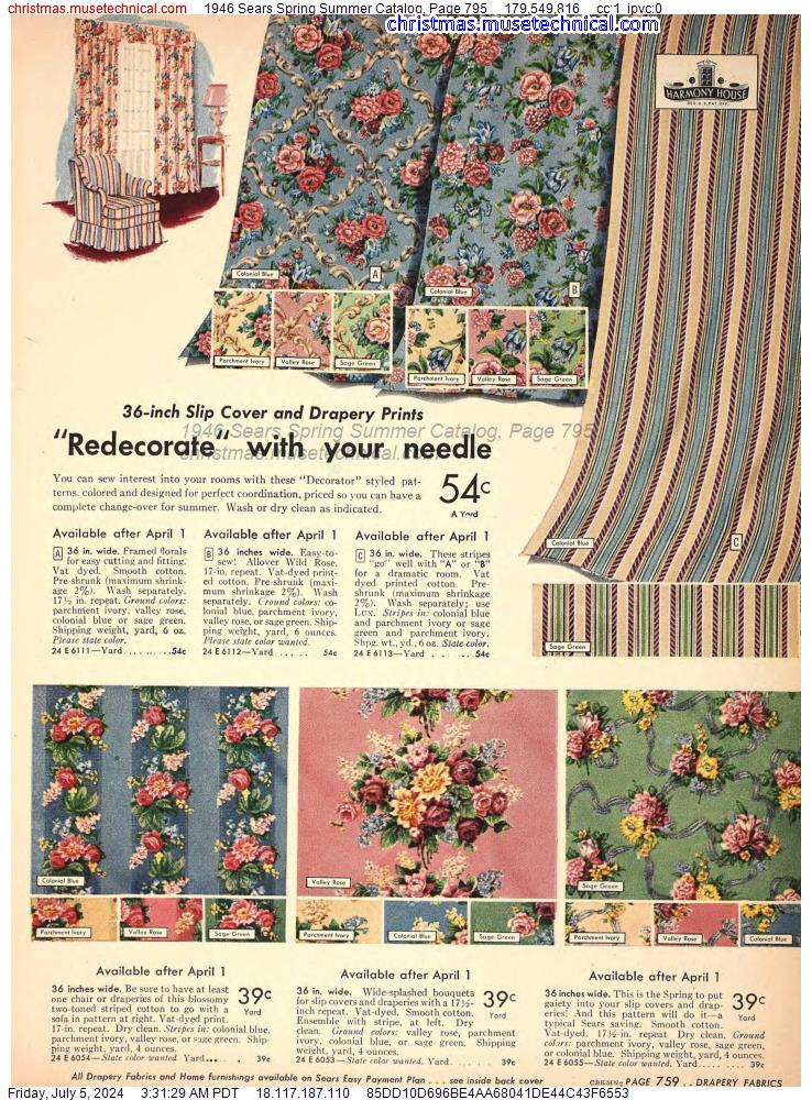 1946 Sears Spring Summer Catalog, Page 795