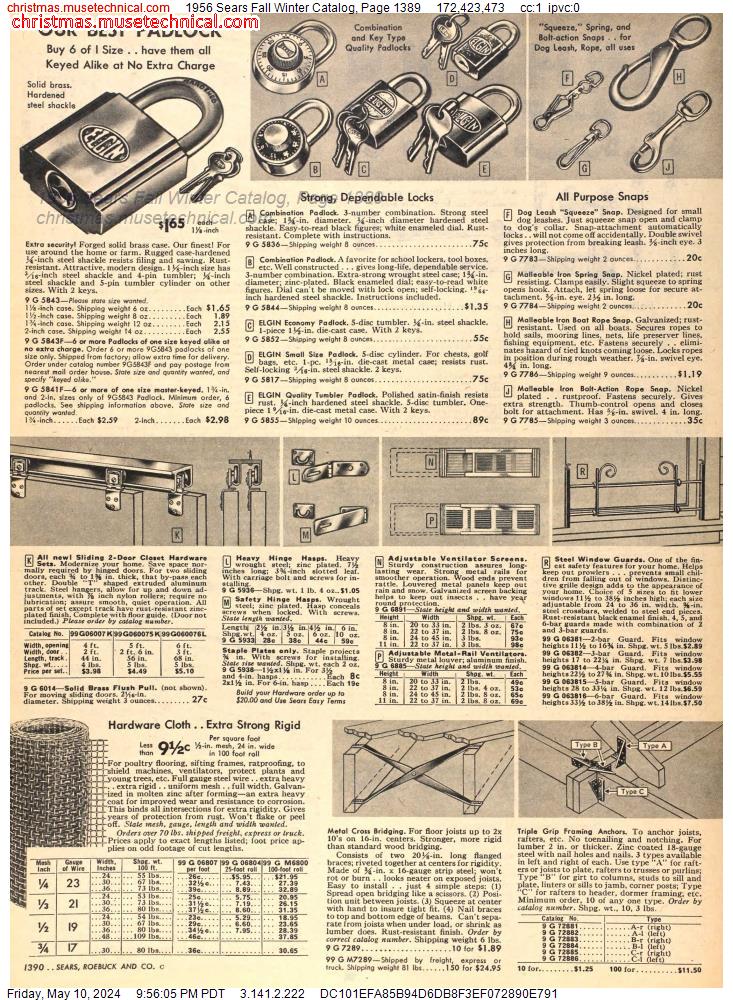 1956 Sears Fall Winter Catalog, Page 1389