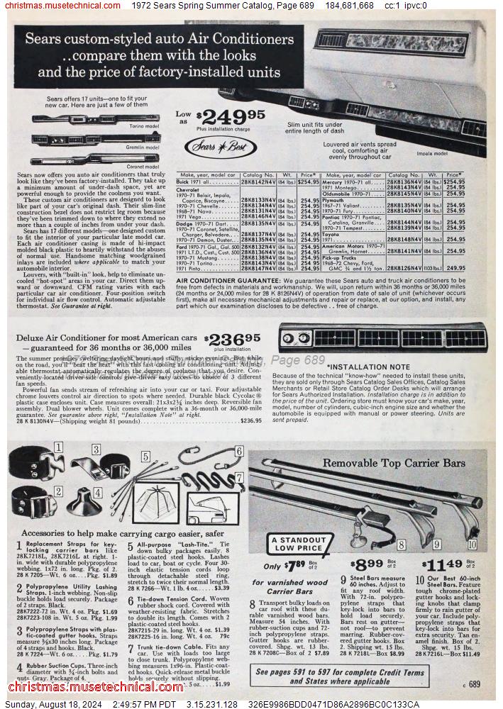 1972 Sears Spring Summer Catalog, Page 689