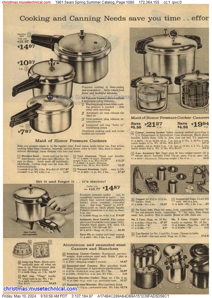 1961 Sears Spring Summer Catalog, Page 1080
