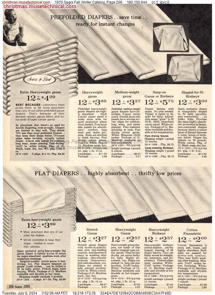 1970 Sears Fall Winter Catalog, Page 206