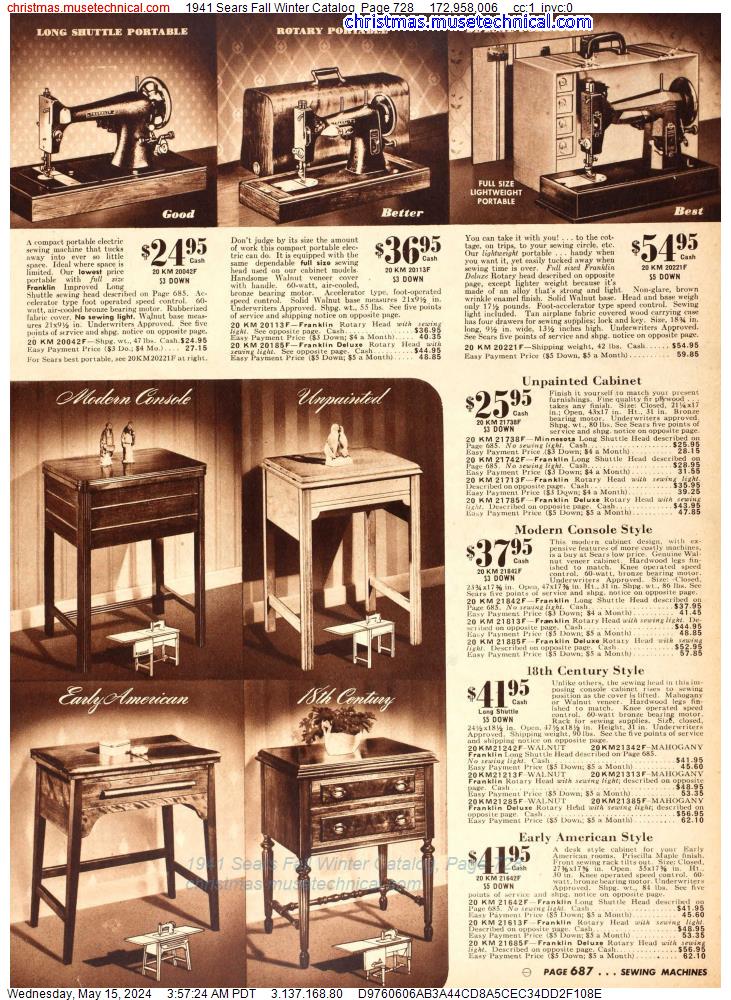 1941 Sears Fall Winter Catalog, Page 728