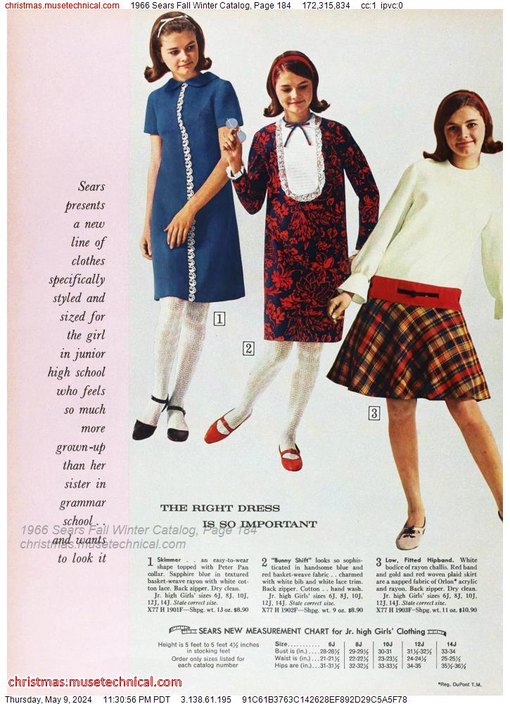 1966 Sears Fall Winter Catalog, Page 184