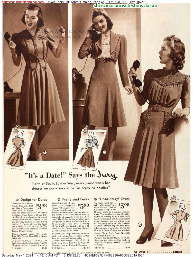 1940 Sears Fall Winter Catalog, Page 41