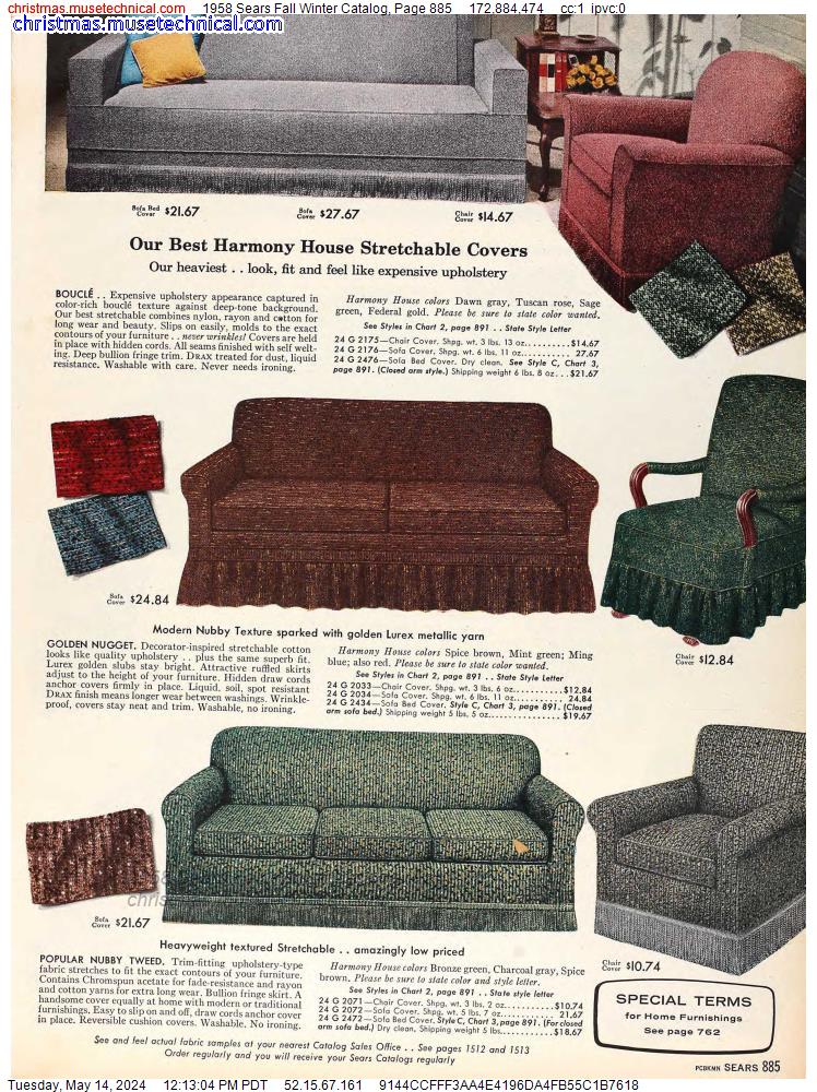 1958 Sears Fall Winter Catalog, Page 885