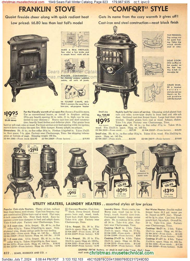 1949 Sears Fall Winter Catalog, Page 823