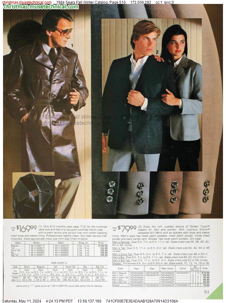 1984 Sears Fall Winter Catalog, Page 510
