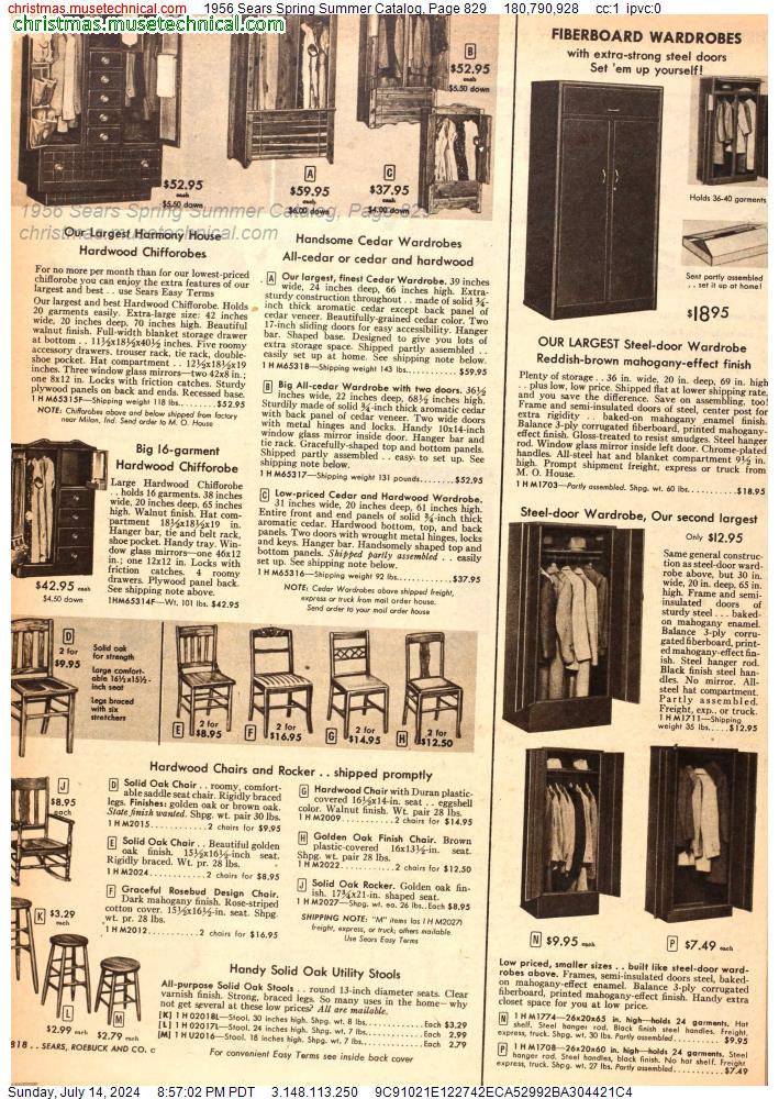 1956 Sears Spring Summer Catalog, Page 829