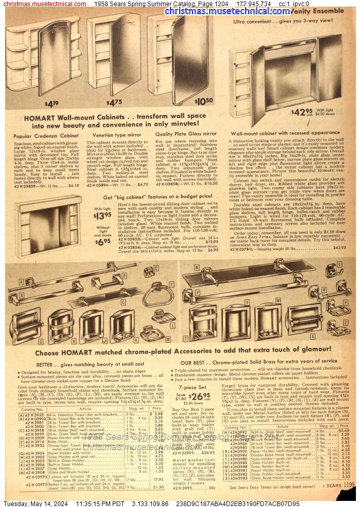 1958 Sears Spring Summer Catalog, Page 1204