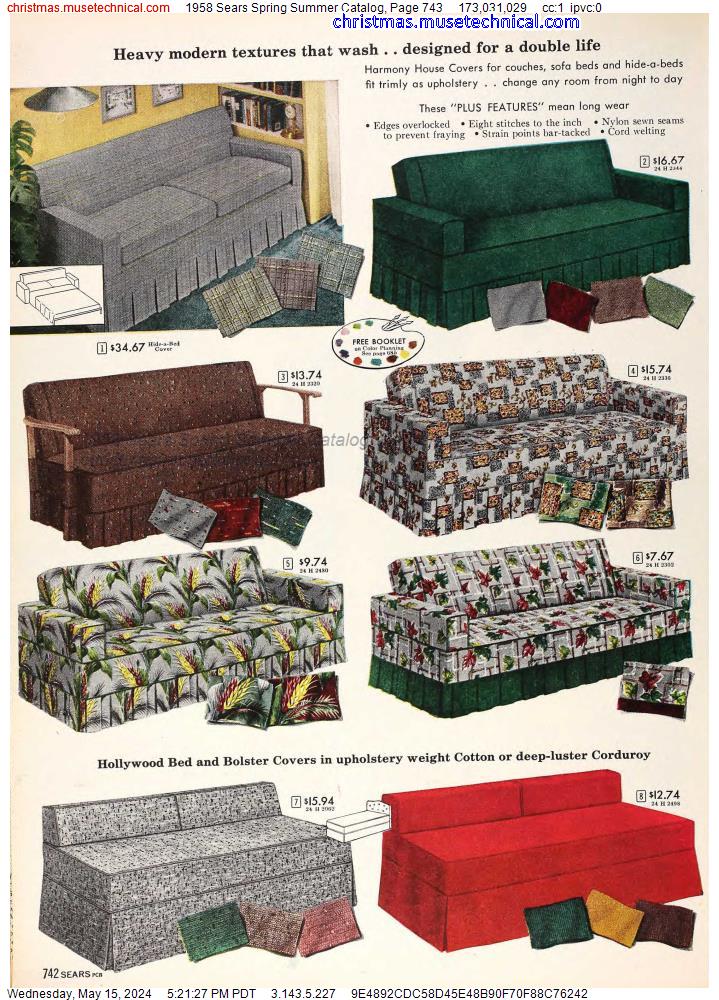 1958 Sears Spring Summer Catalog, Page 743