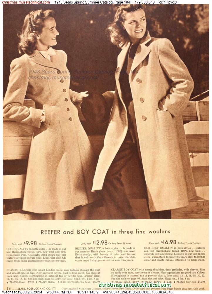 1943 Sears Spring Summer Catalog, Page 104
