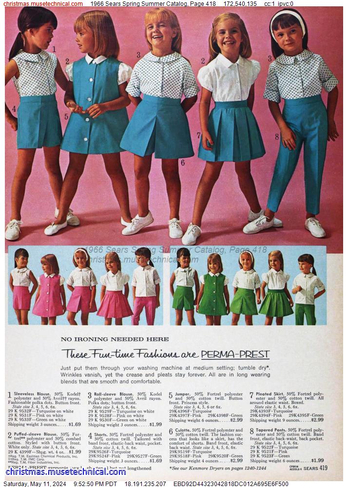1966 Sears Spring Summer Catalog, Page 418