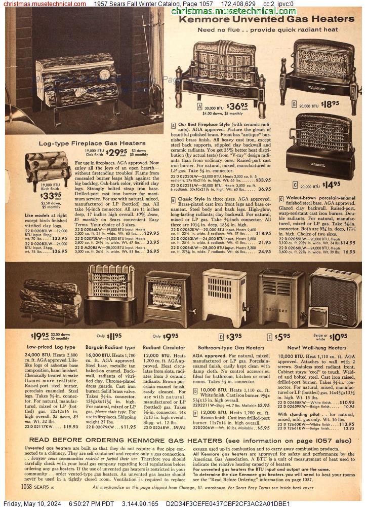 1957 Sears Fall Winter Catalog, Page 1057