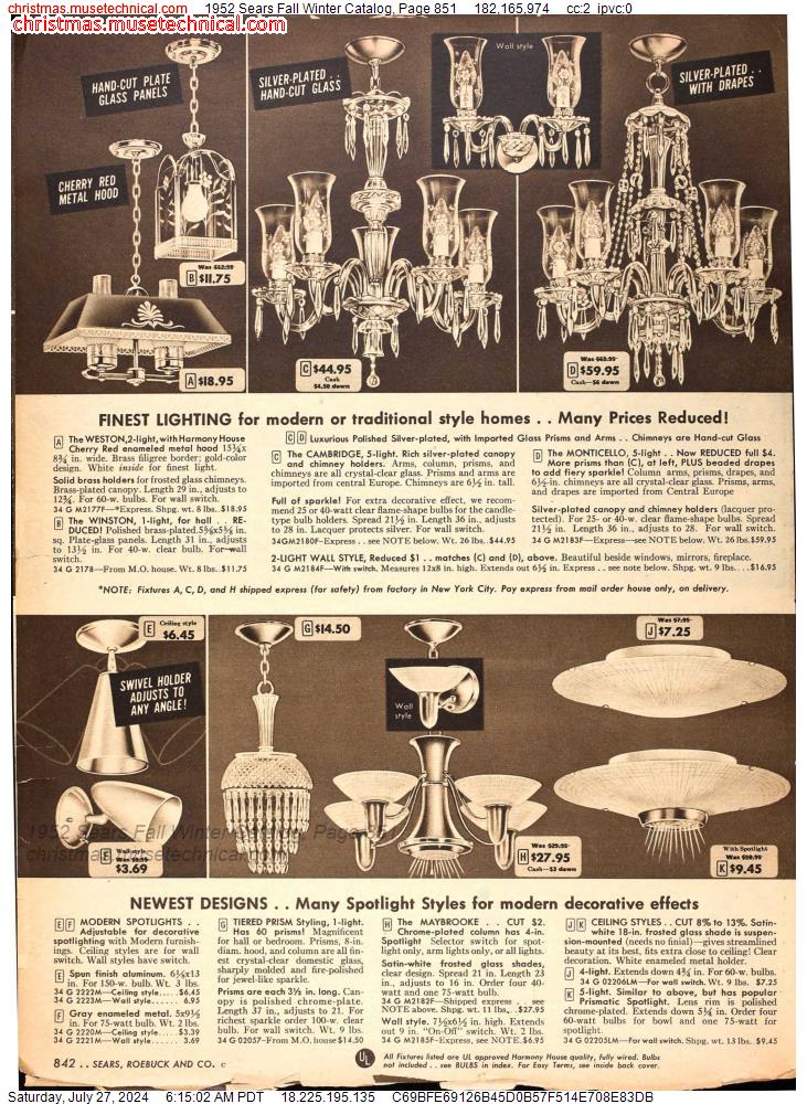 1952 Sears Fall Winter Catalog, Page 851