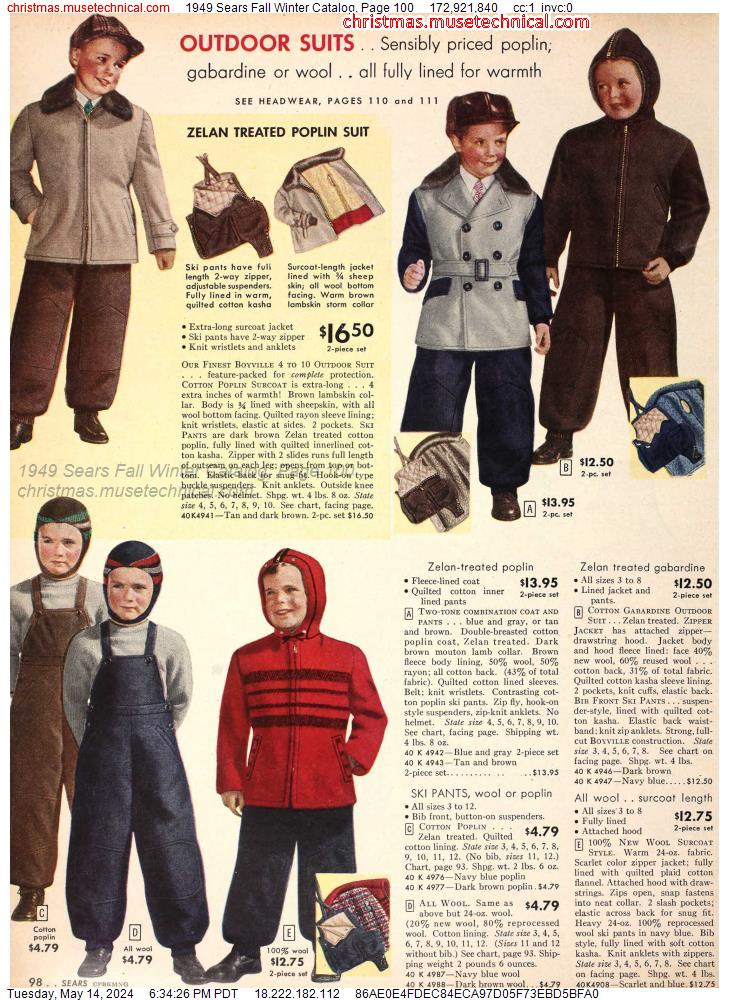 1949 Sears Fall Winter Catalog, Page 100