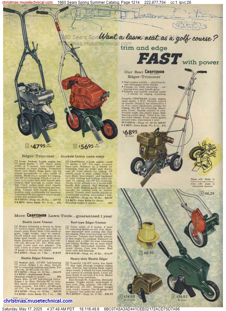 1960 Sears Spring Summer Catalog, Page 1214