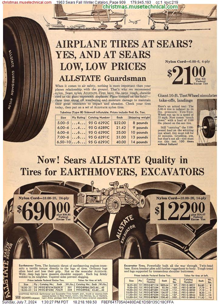 1963 Sears Fall Winter Catalog, Page 909